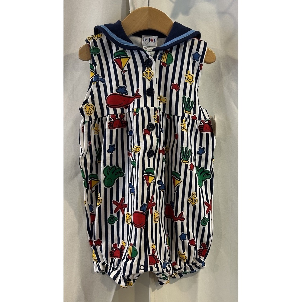 Le Top Vintage Nautical Fish Outfit‎ Size 24 Months NWT